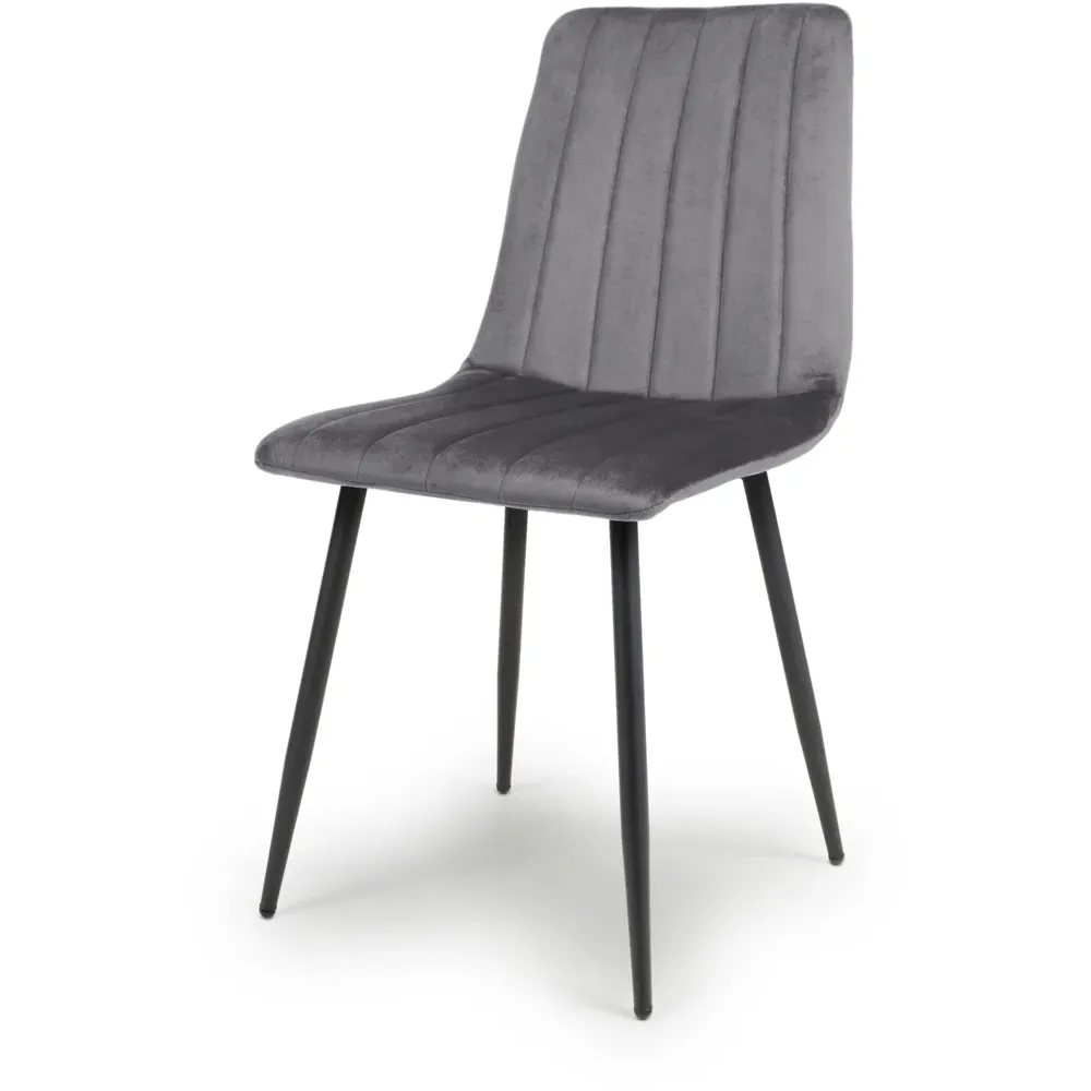 Lisbon Set of 4 Dining Chairs - Grey, Velvet