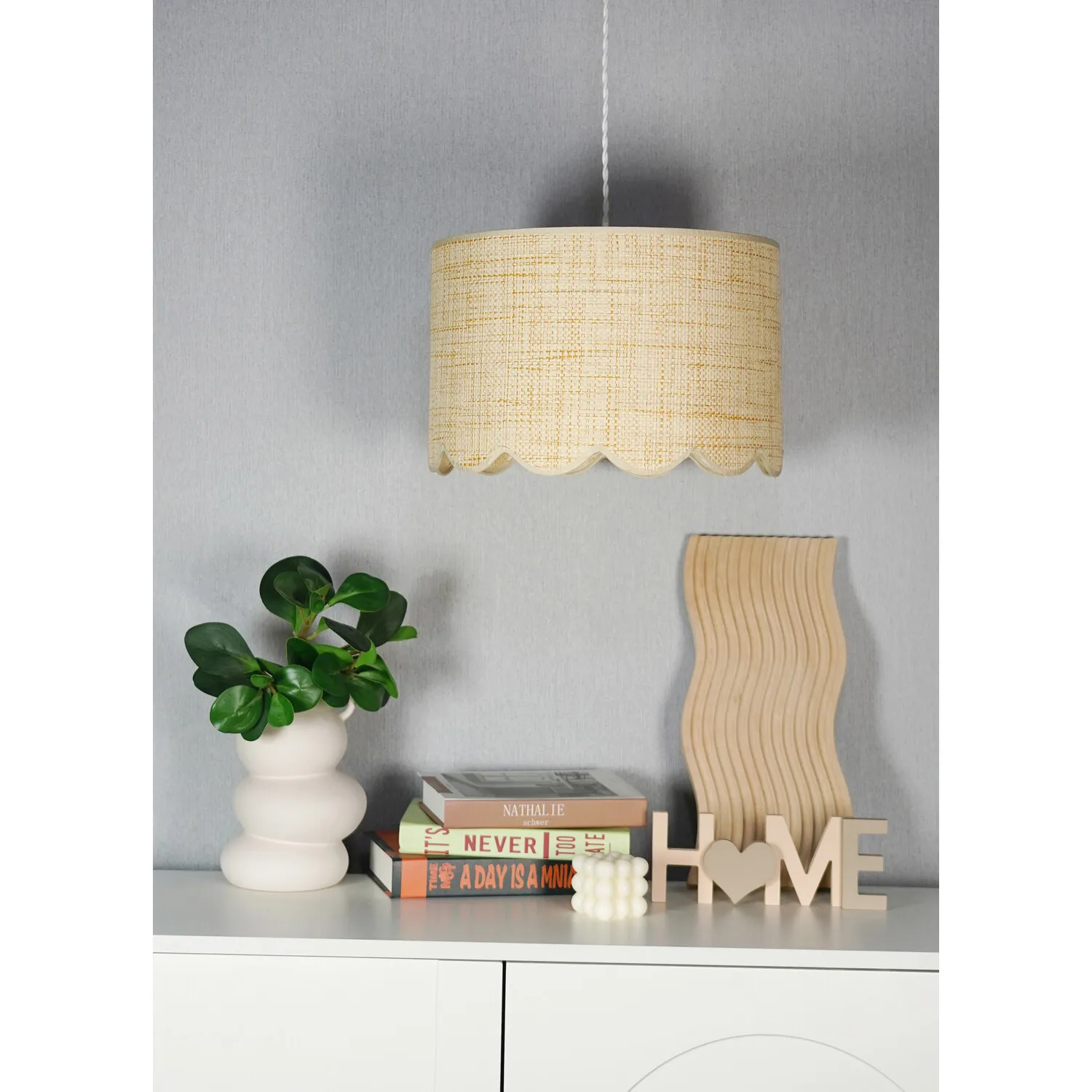 Lola Scalloped Edge Lamp Shade - Neutral, Rattan