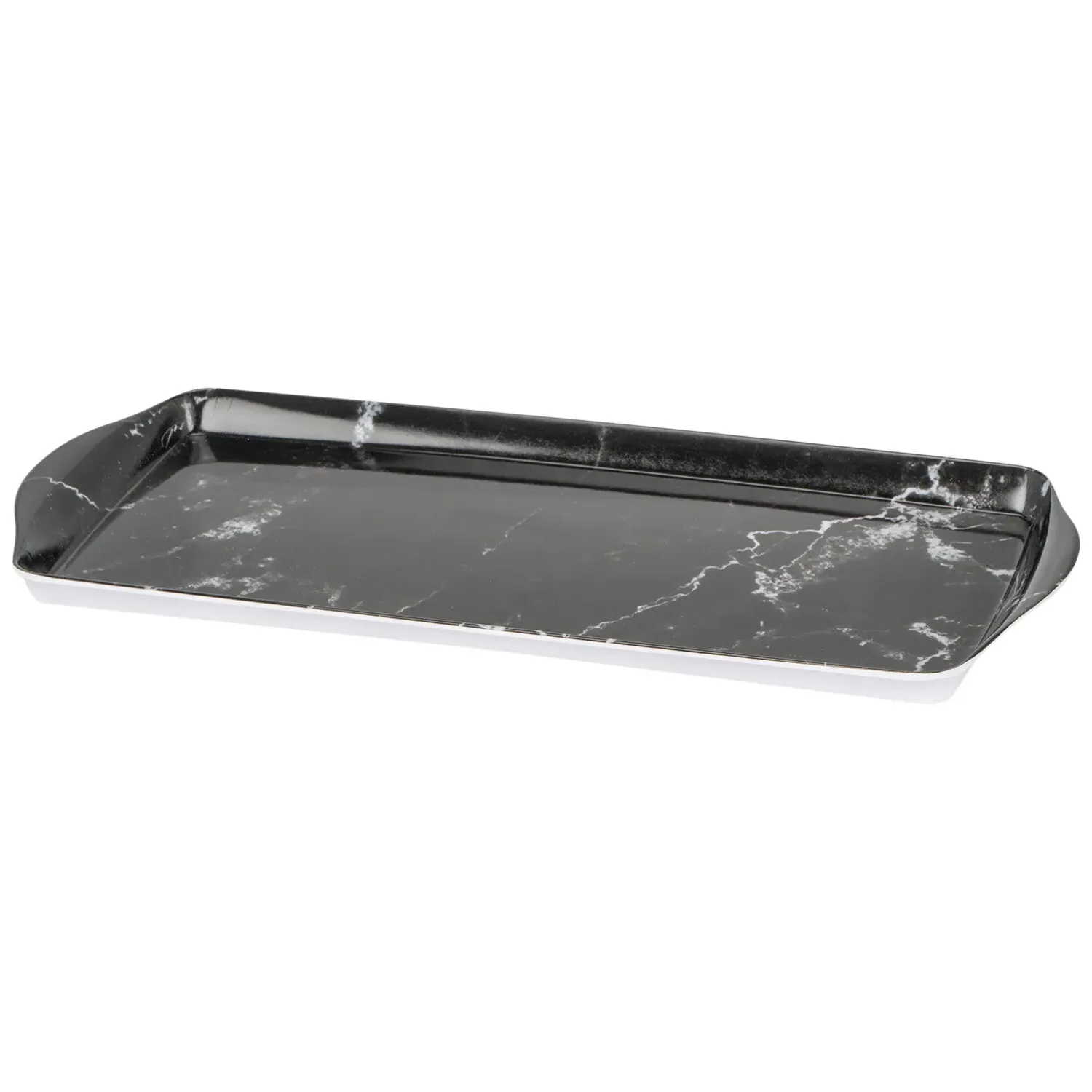 Long Drinks Tray with Handles - Black Marble