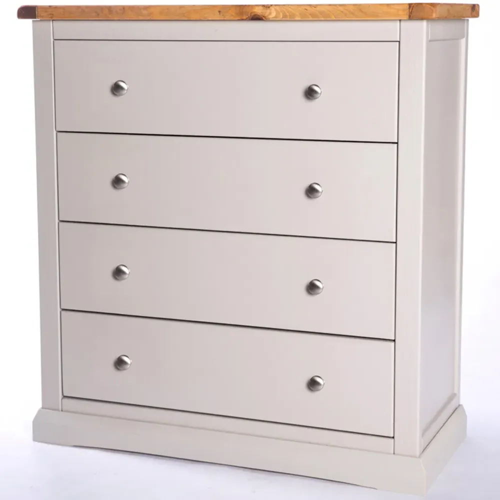 Loreo 4 Drawer Chest of Drawers with Chrome Knobs - Grey, Pine