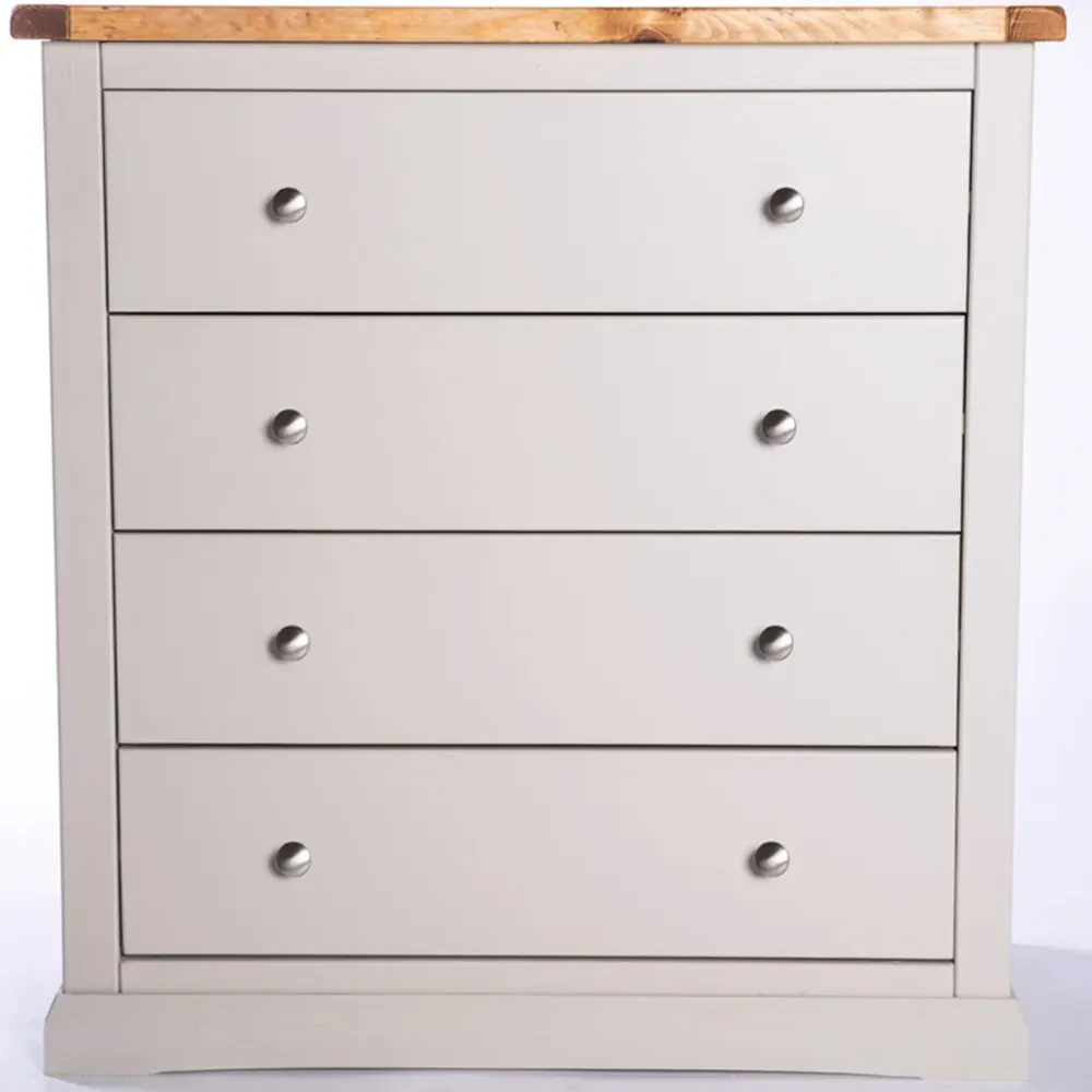 Loreo 4 Drawer Chest of Drawers with Chrome Knobs - Grey, Pine