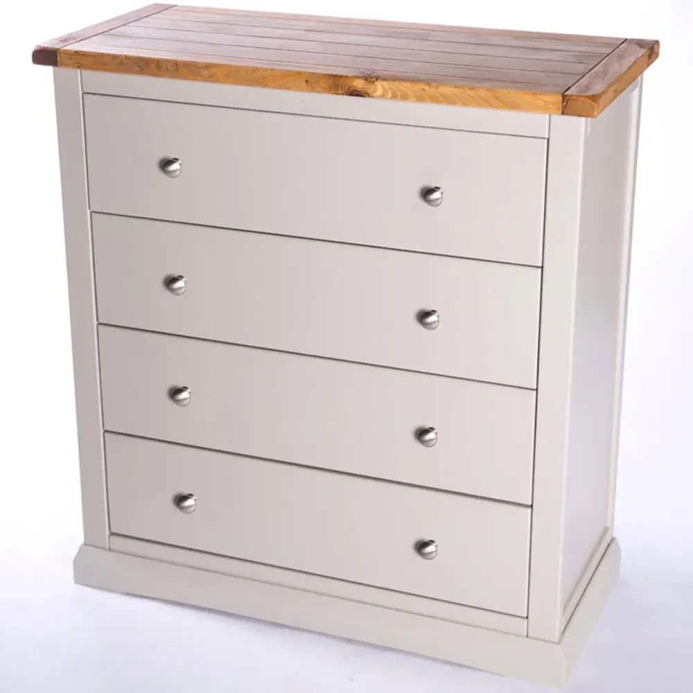 Loreo 4 Drawer Chest of Drawers with Chrome Knobs - Grey, Pine