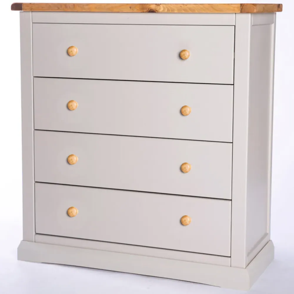 Loreo 4 Drawer Chest of Drawers with Wood Knobs - Grey, Pine