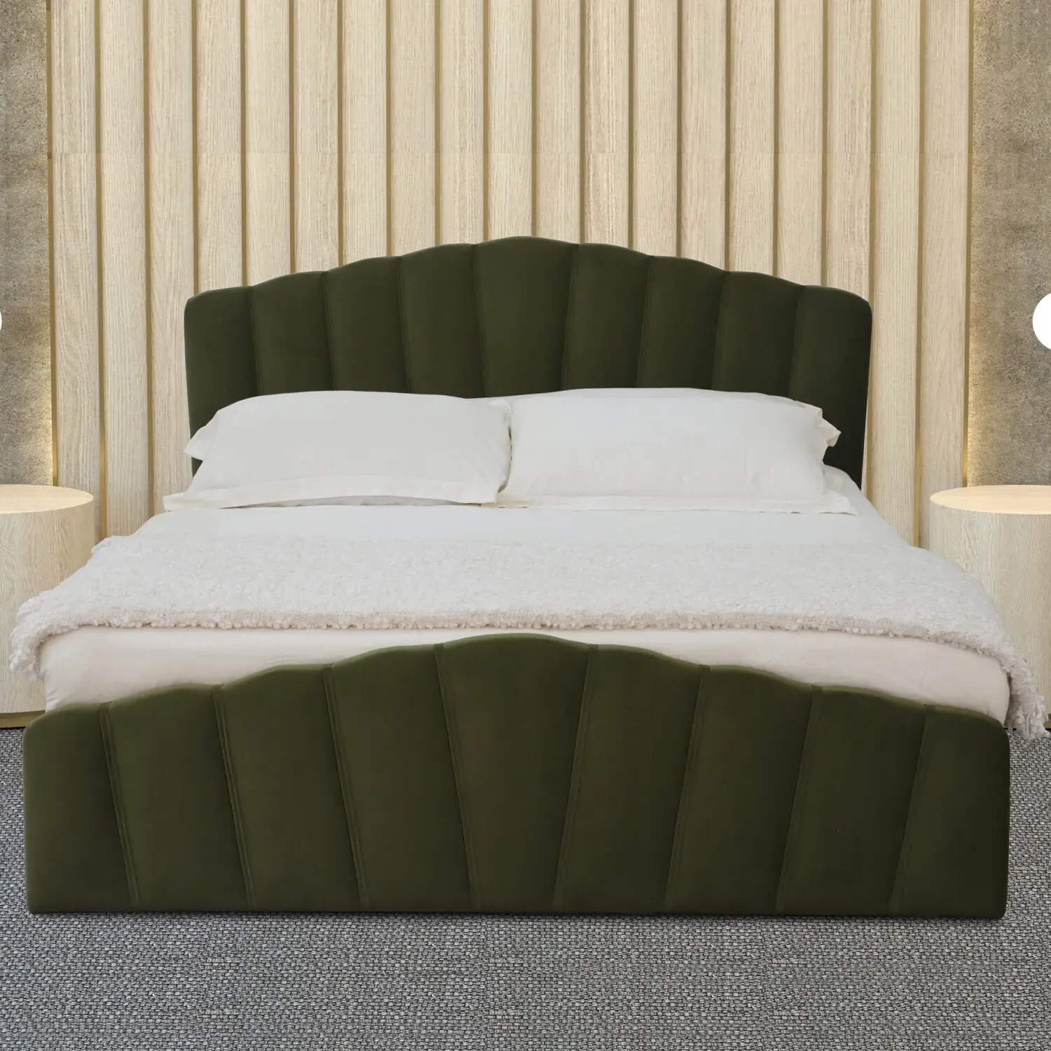 Lottie Double Ottoman Bed with Storage - Green