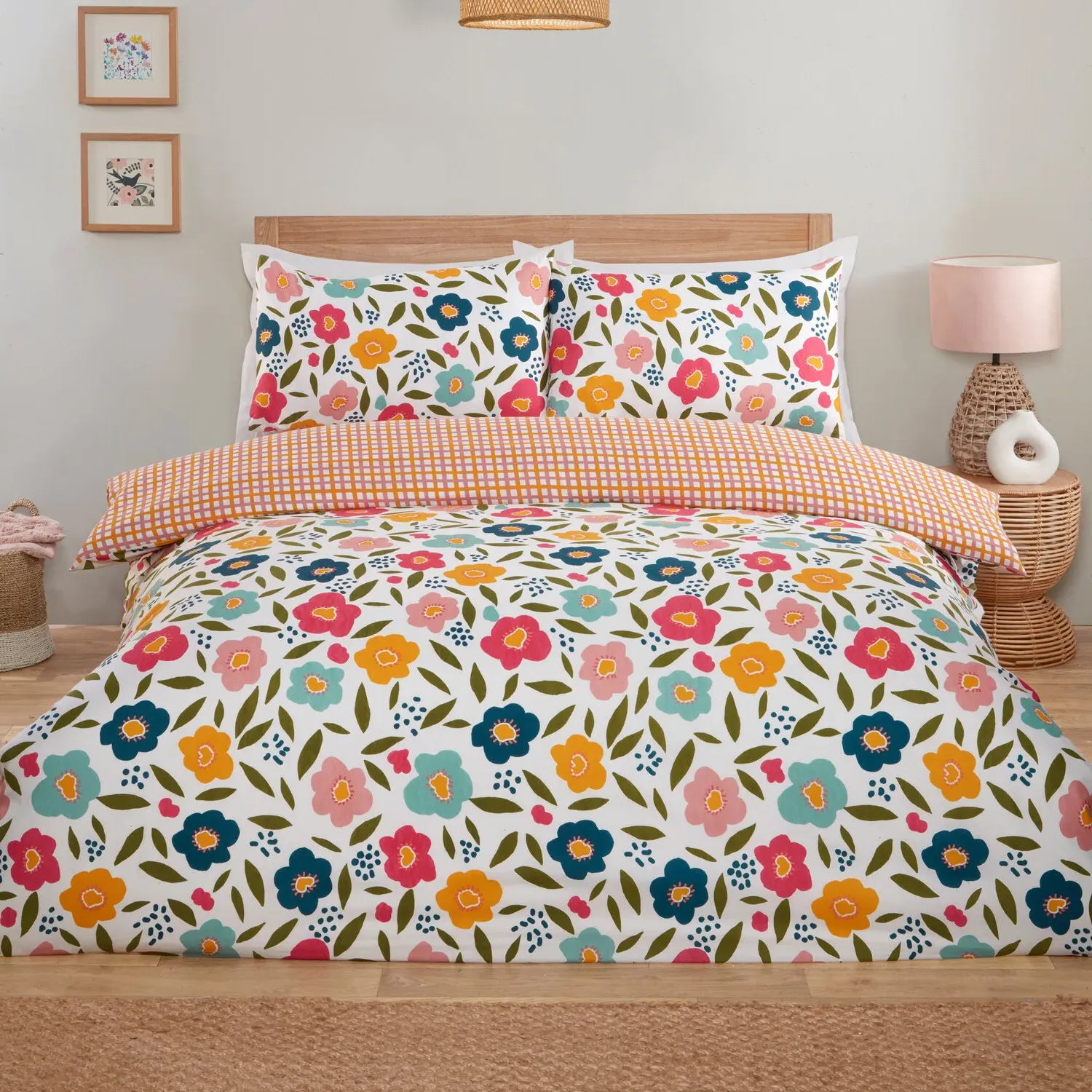 Lottie Floral King Size Bedding Set - Orange