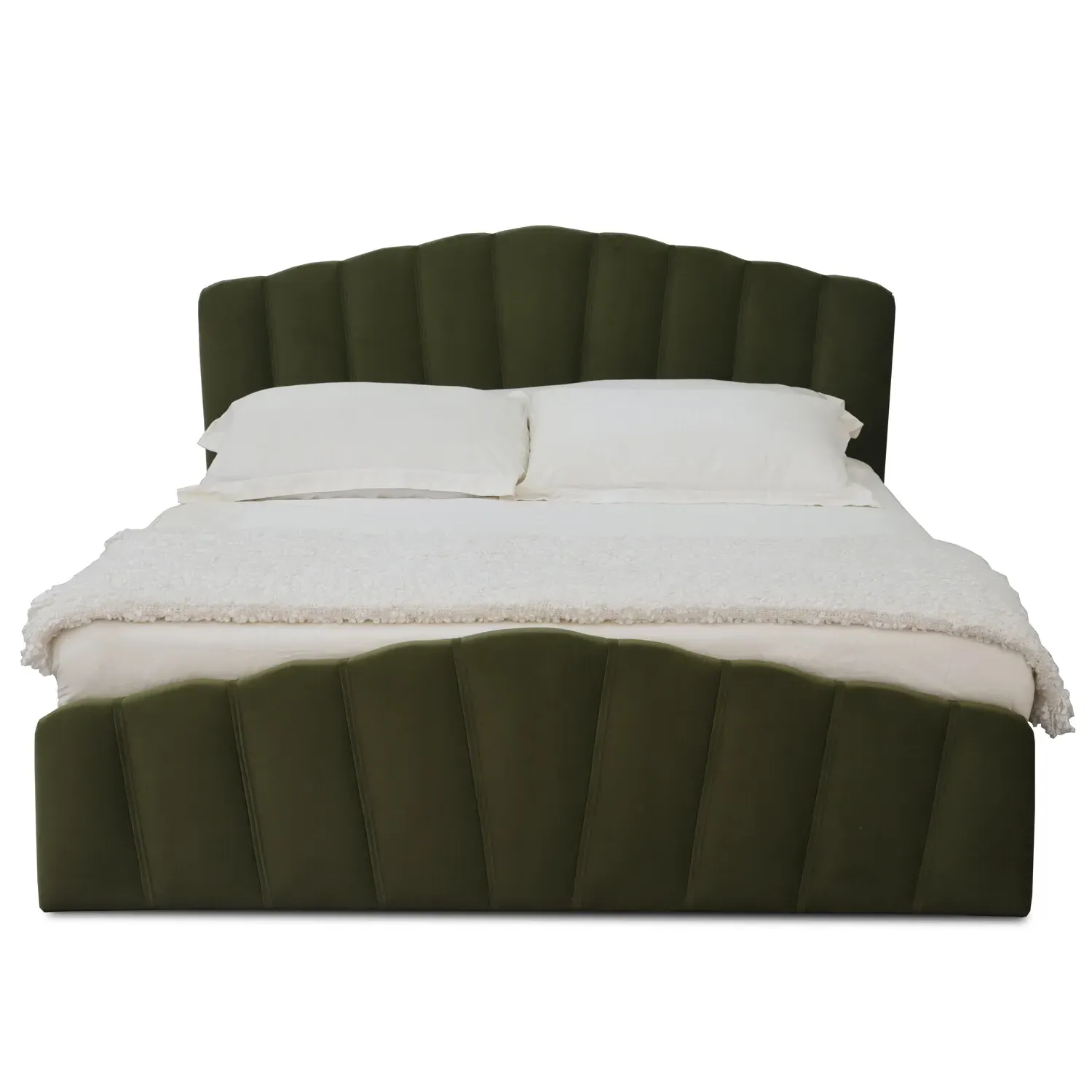 Lottie King Ottoman Bed with Storage - Green