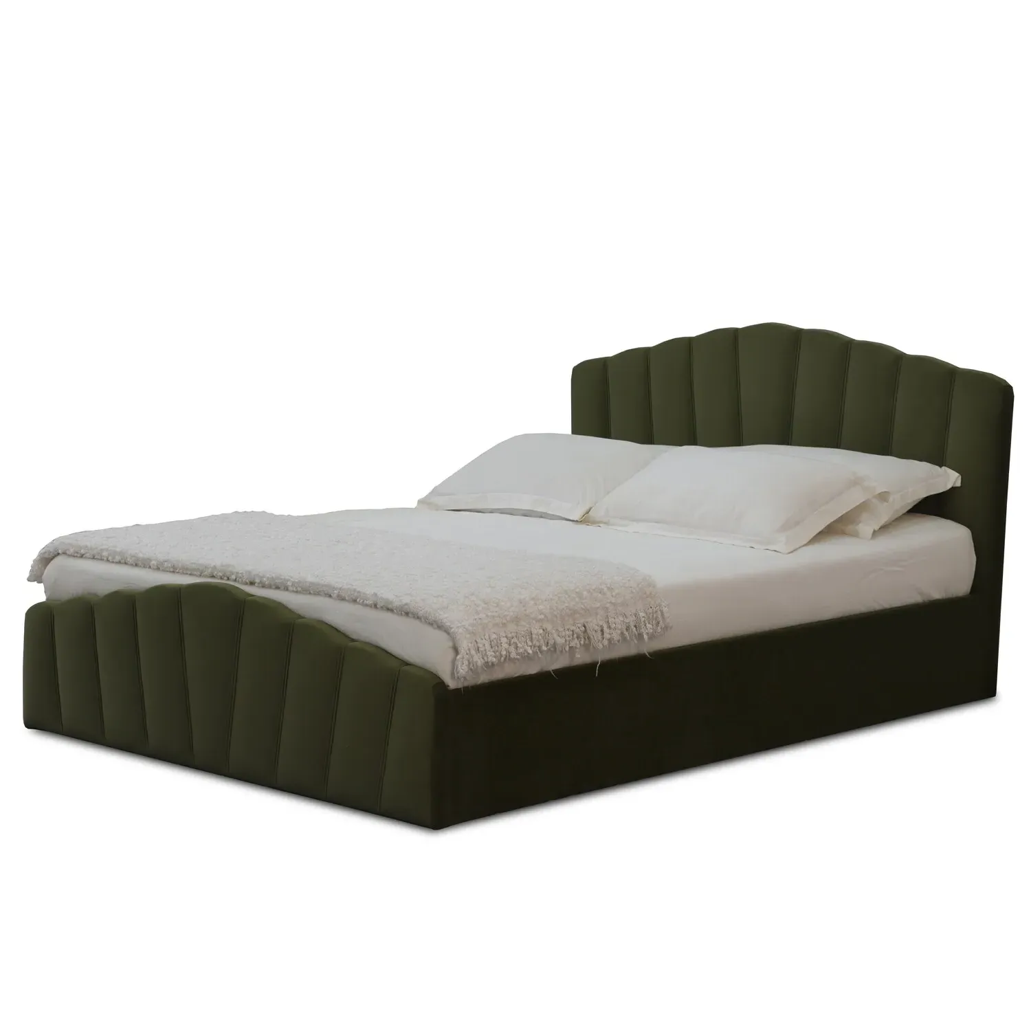 Lottie King Ottoman Bed with Storage - Green