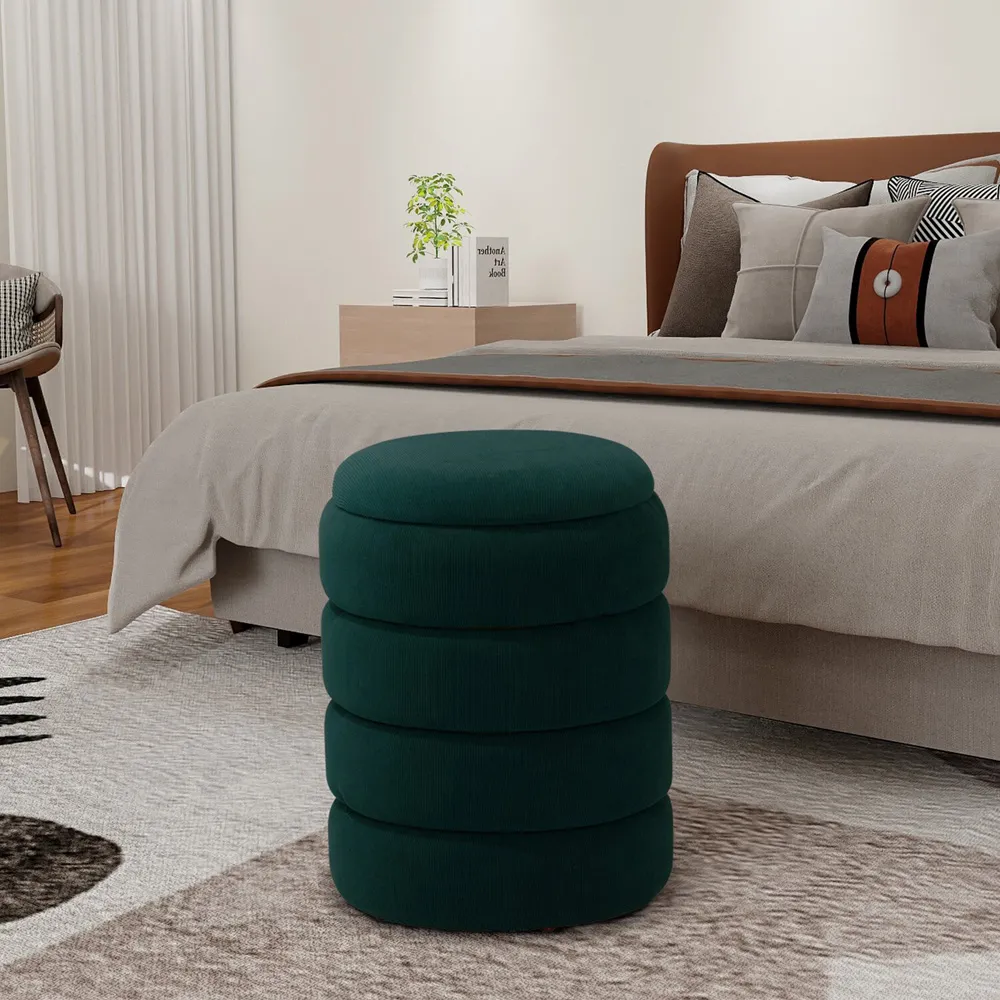 Lottie Storage Footstool - Green