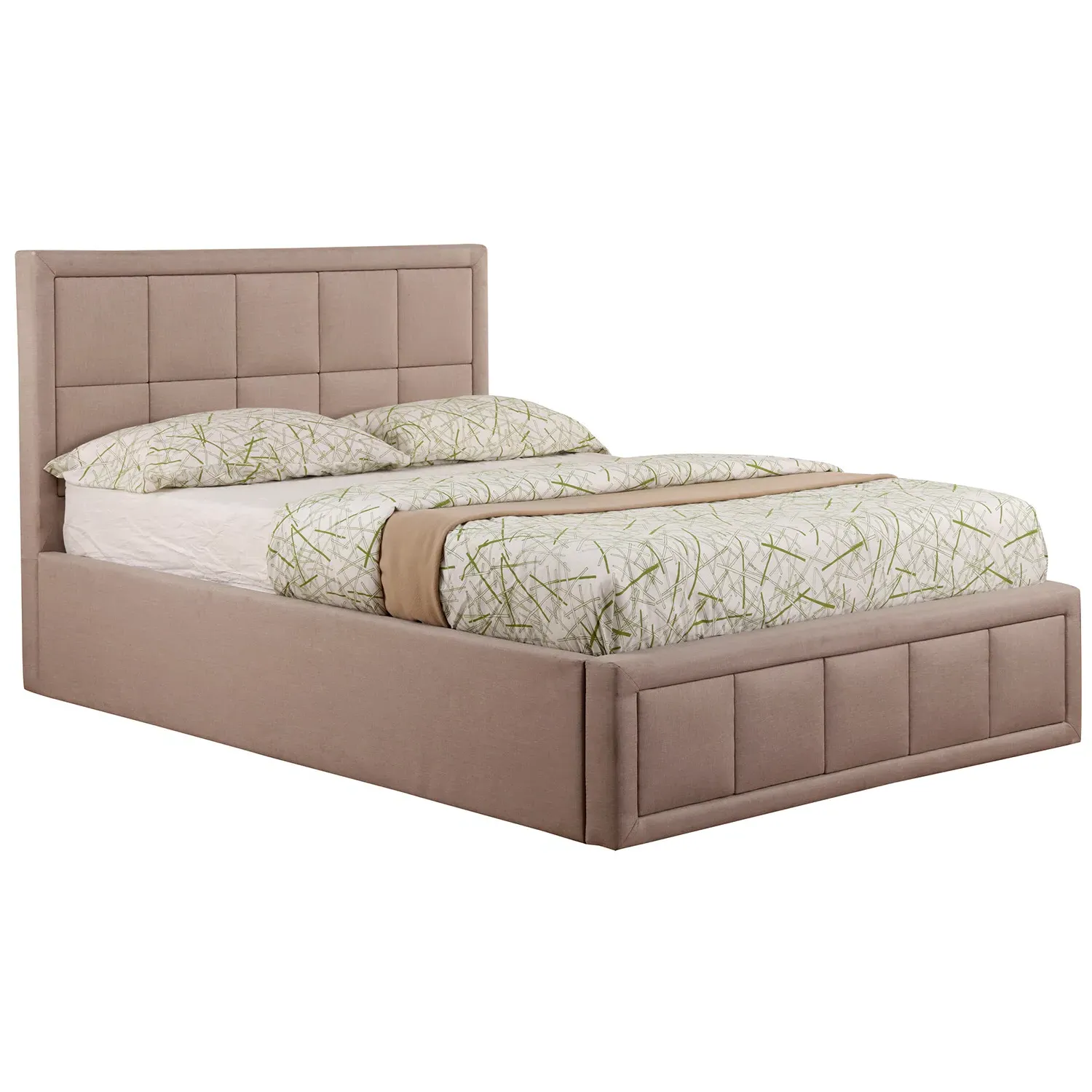 Lotus King Size Bed with Storage - Beige