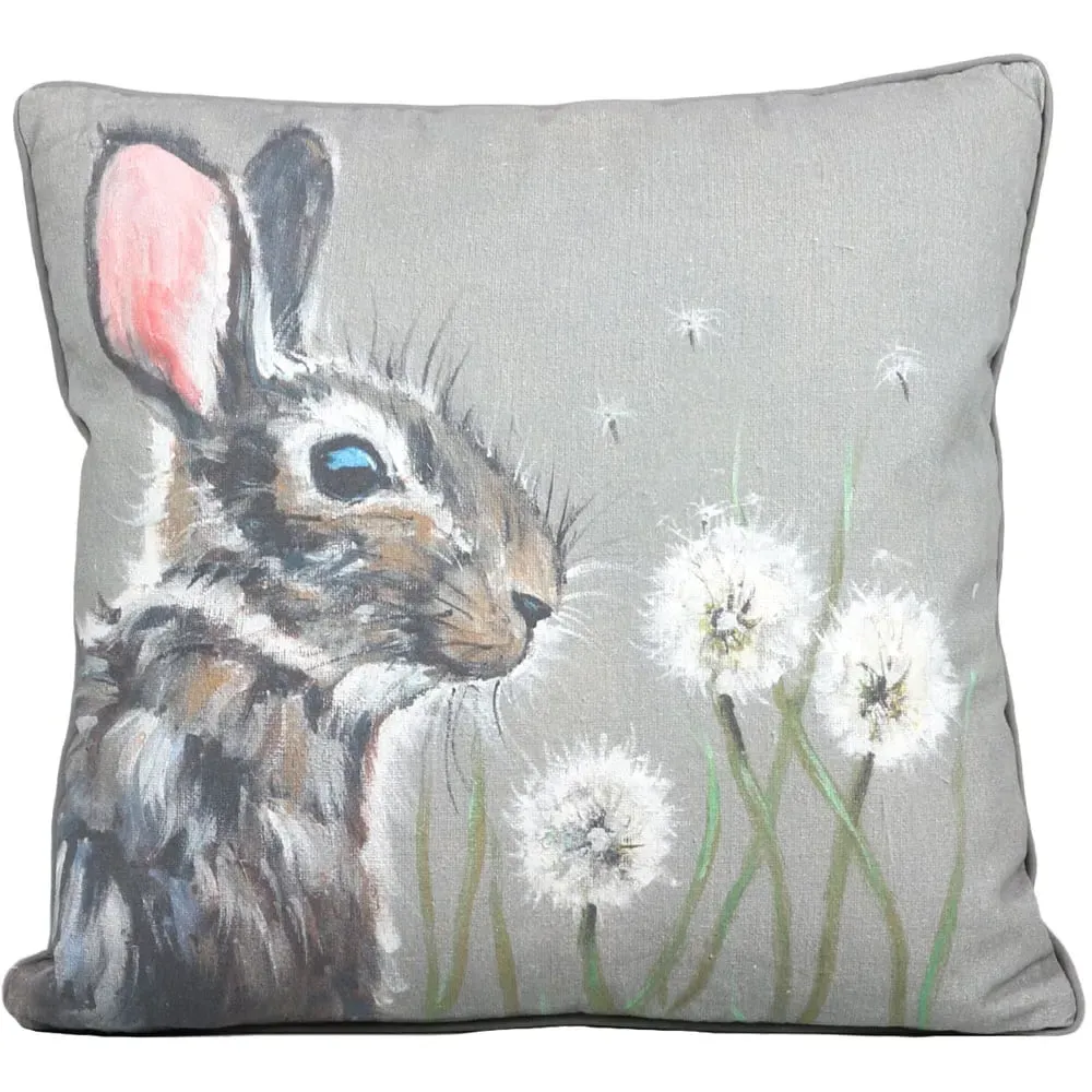 Louise Brown Hare Cushion - Grey