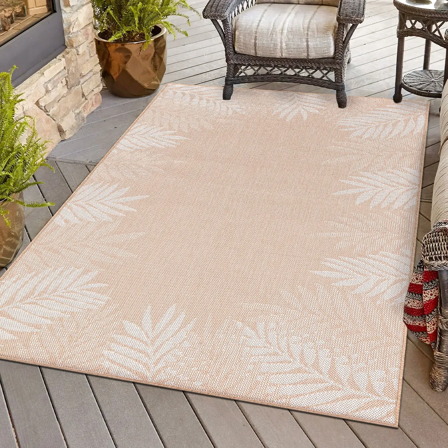 Louisiana Fern Indoor Outdoor Rug 160cm - Terracotta