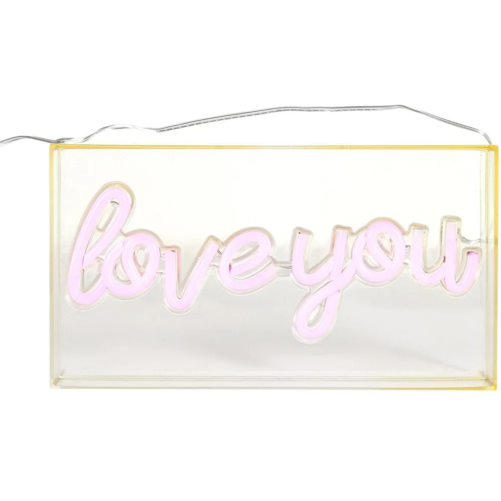 Love You Neon Block Light - Pink