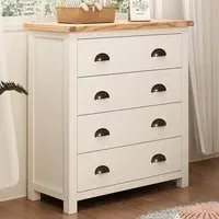 Lovere 4 Drawer Chest of Drawers with Brass Cup Handles - White