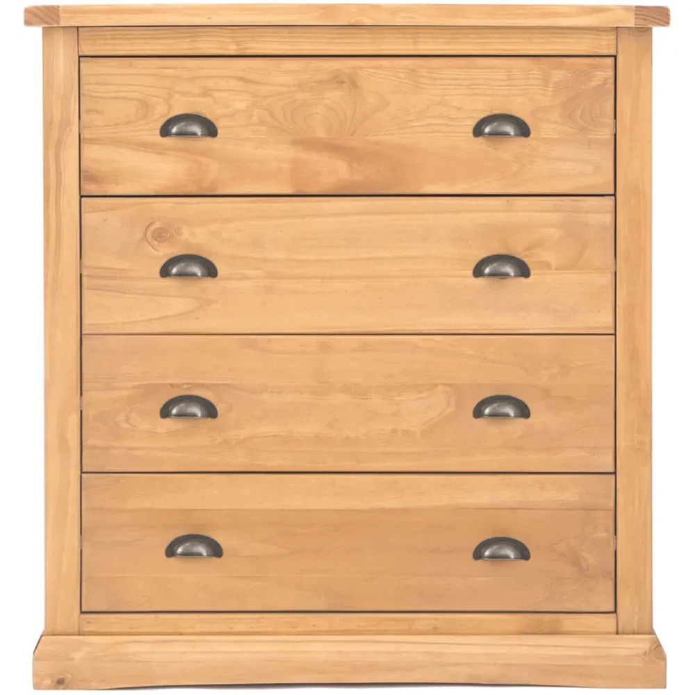 Lucca 4 Drawer Chest of Drawers with Brass Cup Handles - Pine