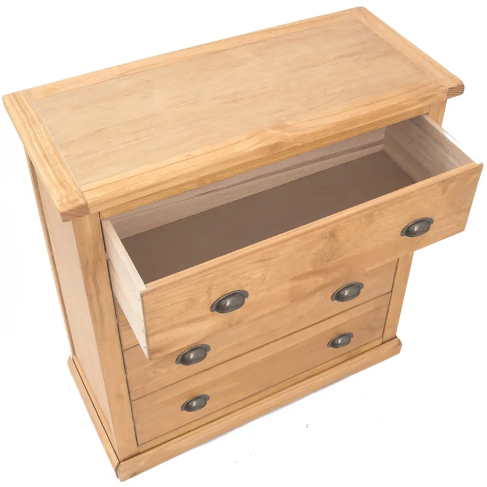 Lucca 4 Drawer Chest of Drawers with Brass Cup Handles - Pine