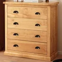 Lucca 4 Drawer Chest of Drawers with Brass Cup Handles - Pine