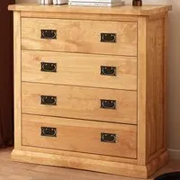 Lucca 4 Drawer Chest of Drawers with Brass Drop Handles - Pine