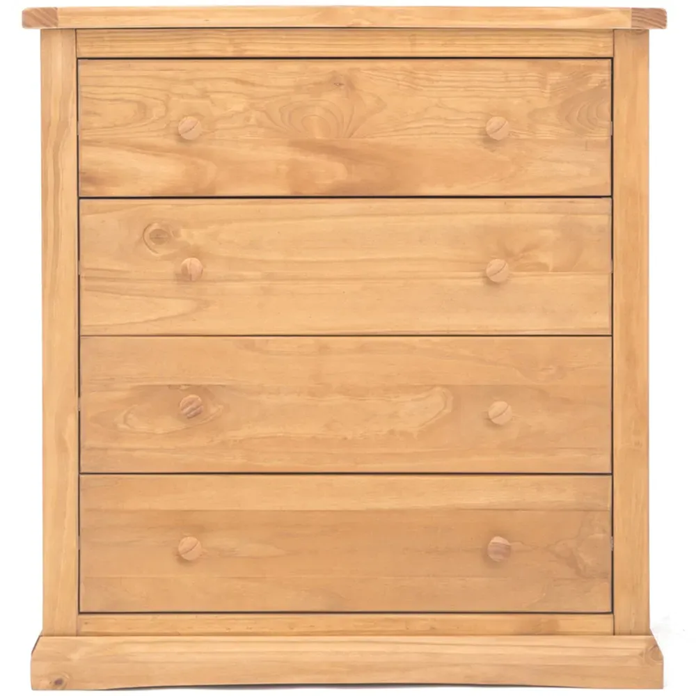 Lucca 4 Drawer Chest of Drawers with Wood Knobs - Pine