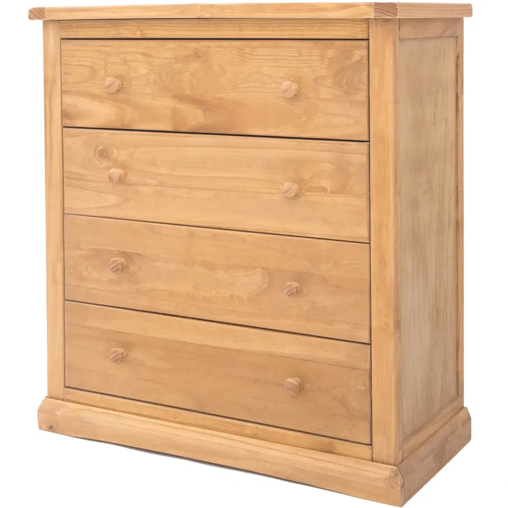 Lucca 4 Drawer Chest of Drawers with Wood Knobs - Pine
