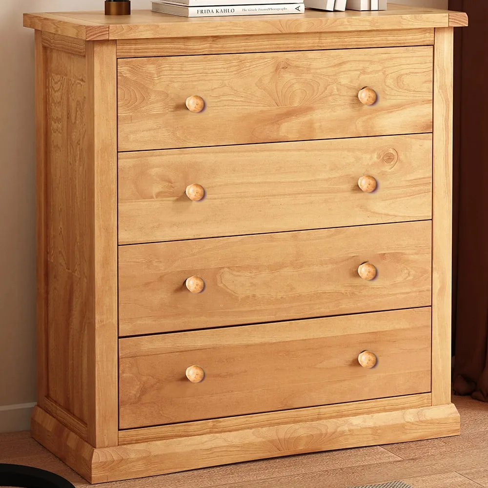 Lucca 4 Drawer Chest of Drawers with Wood Knobs - Pine