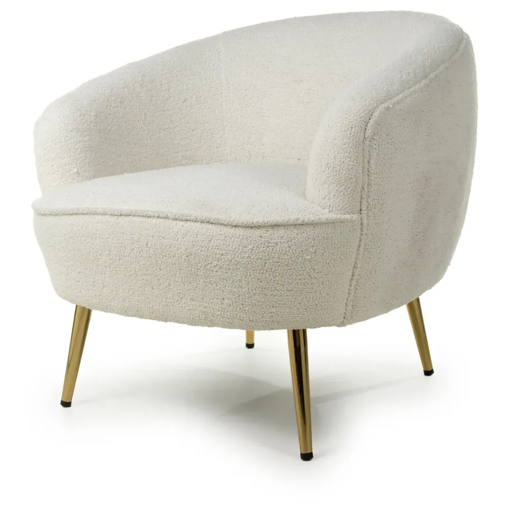 Lucia Tub Chair - White, Boucle