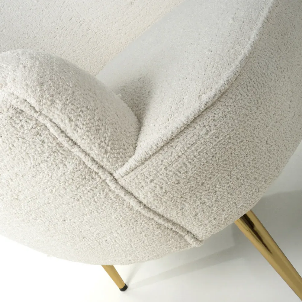 Lucia Tub Chair - White, Boucle
