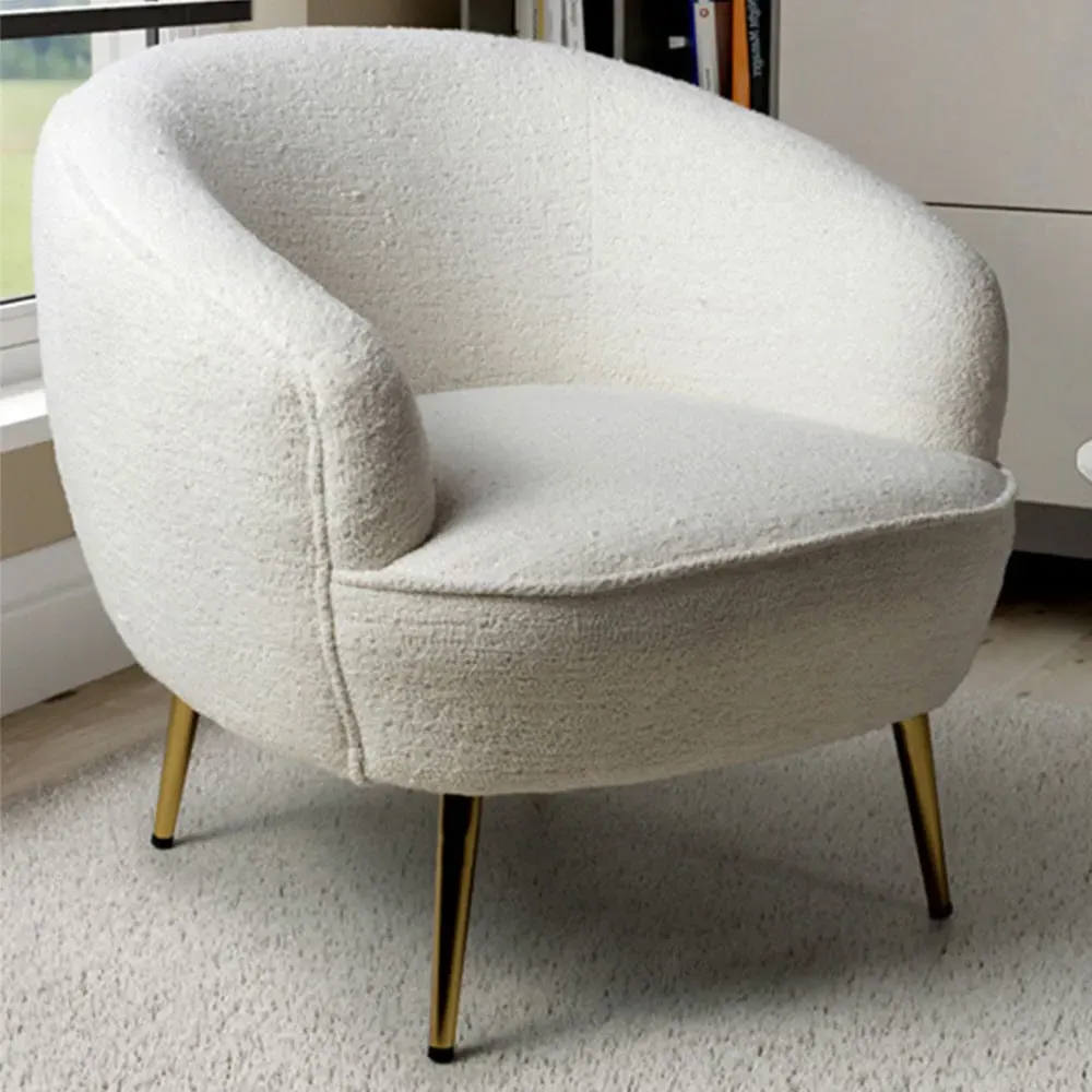 Lucia Tub Chair - White, Boucle image