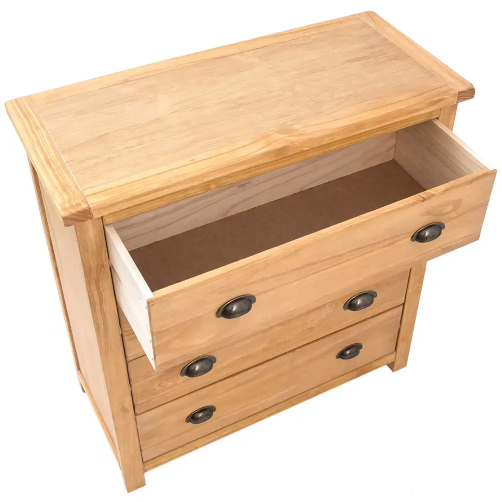 Lugo 4 Drawer Chest of Drawers with Brass Cup Handles - Pine