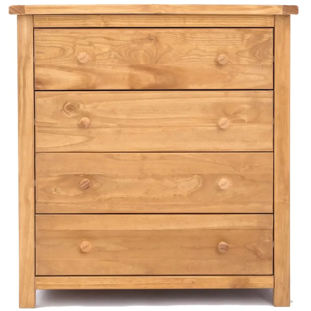 Lugo 4 Drawer Chest of Drawers with Wood Knobs - Pine