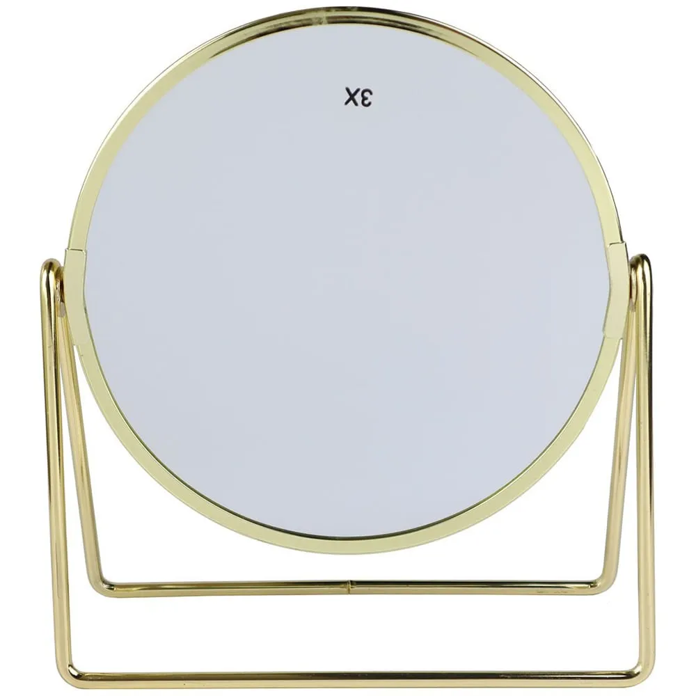 Luxe Cosmetic Mirror with 3x Magnification - Gold