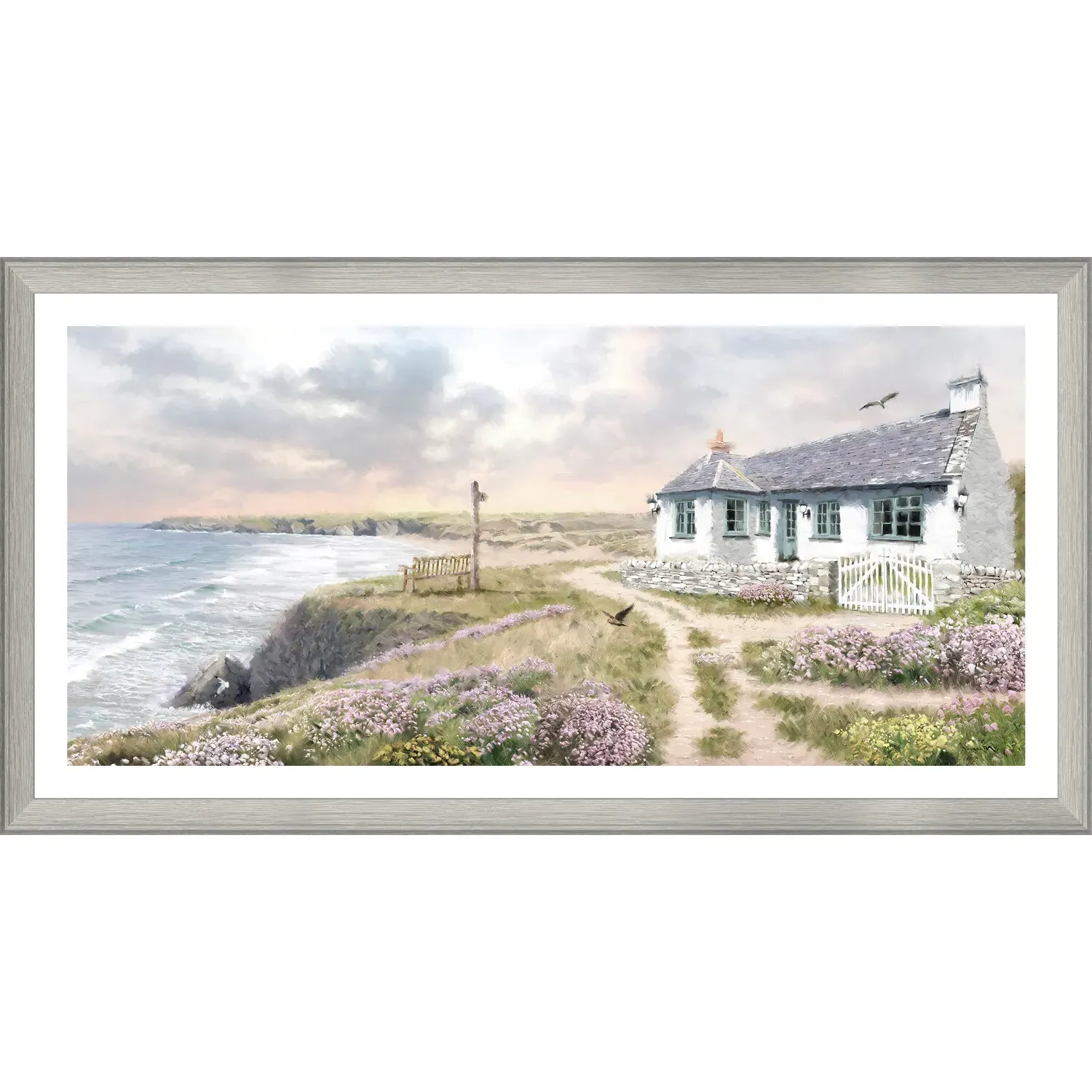 Macneil Clifftop Cottage Framed Wall Art - 85 x 45cm