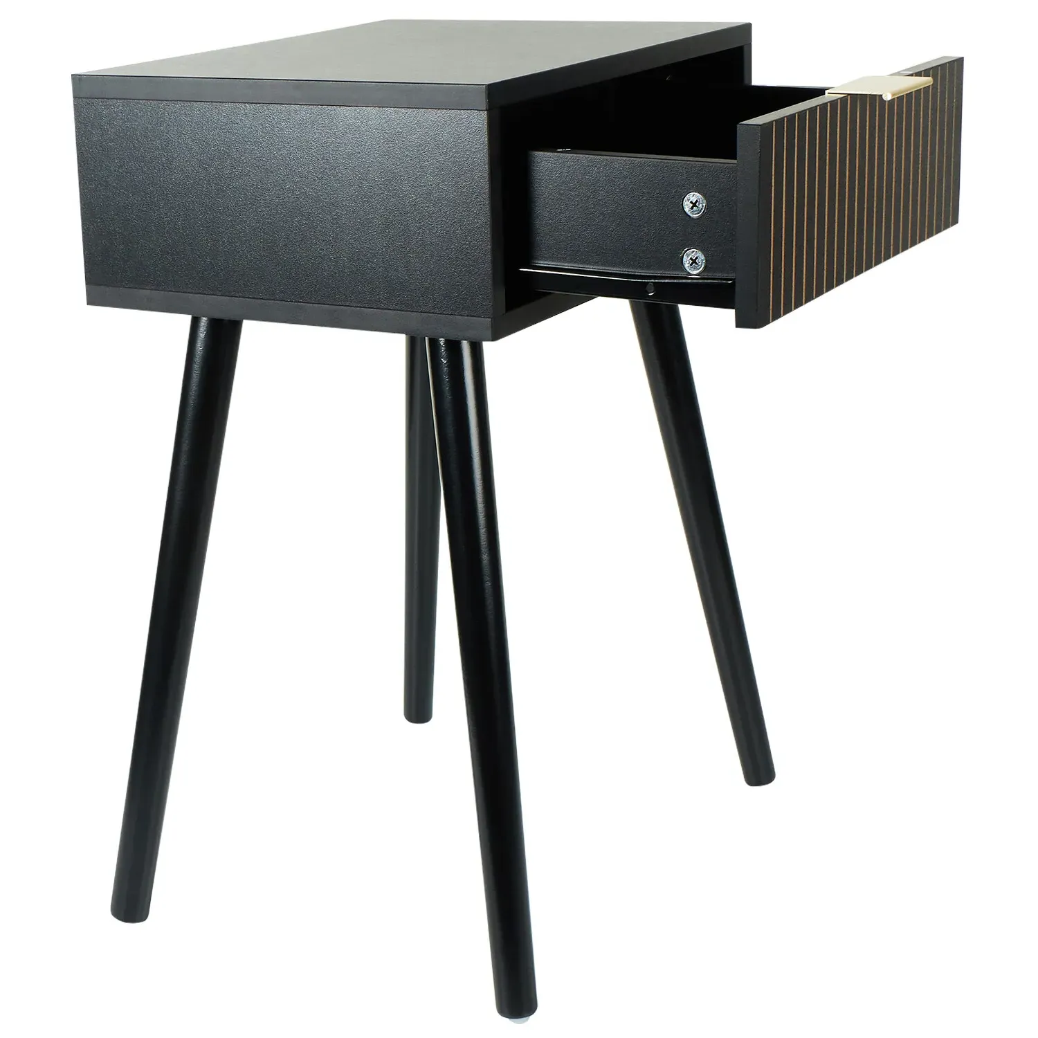 Maddison Bedside Table with Drawer - Black