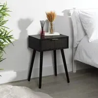 Maddison Bedside Table with Drawer - Black