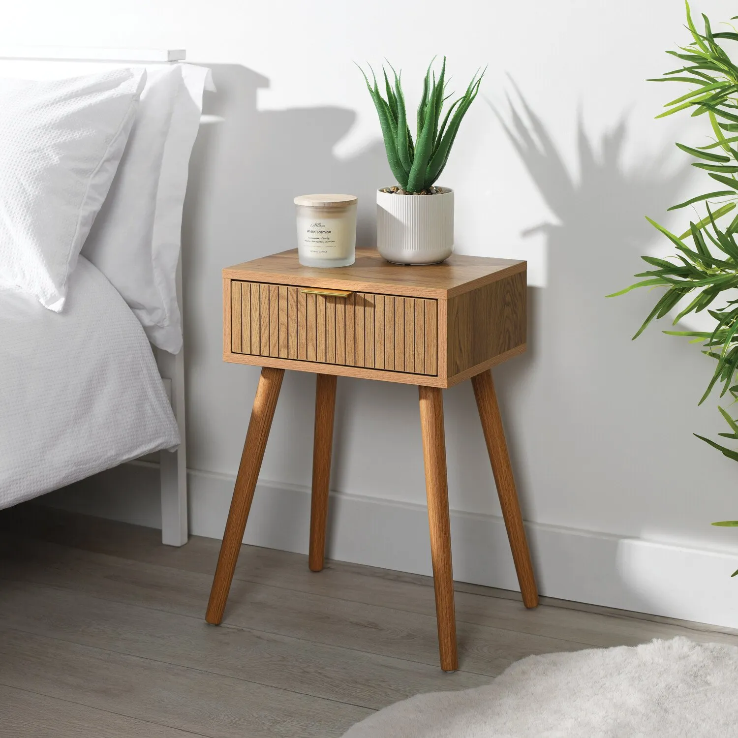 Maddison Bedside Table with Drawer - Natural