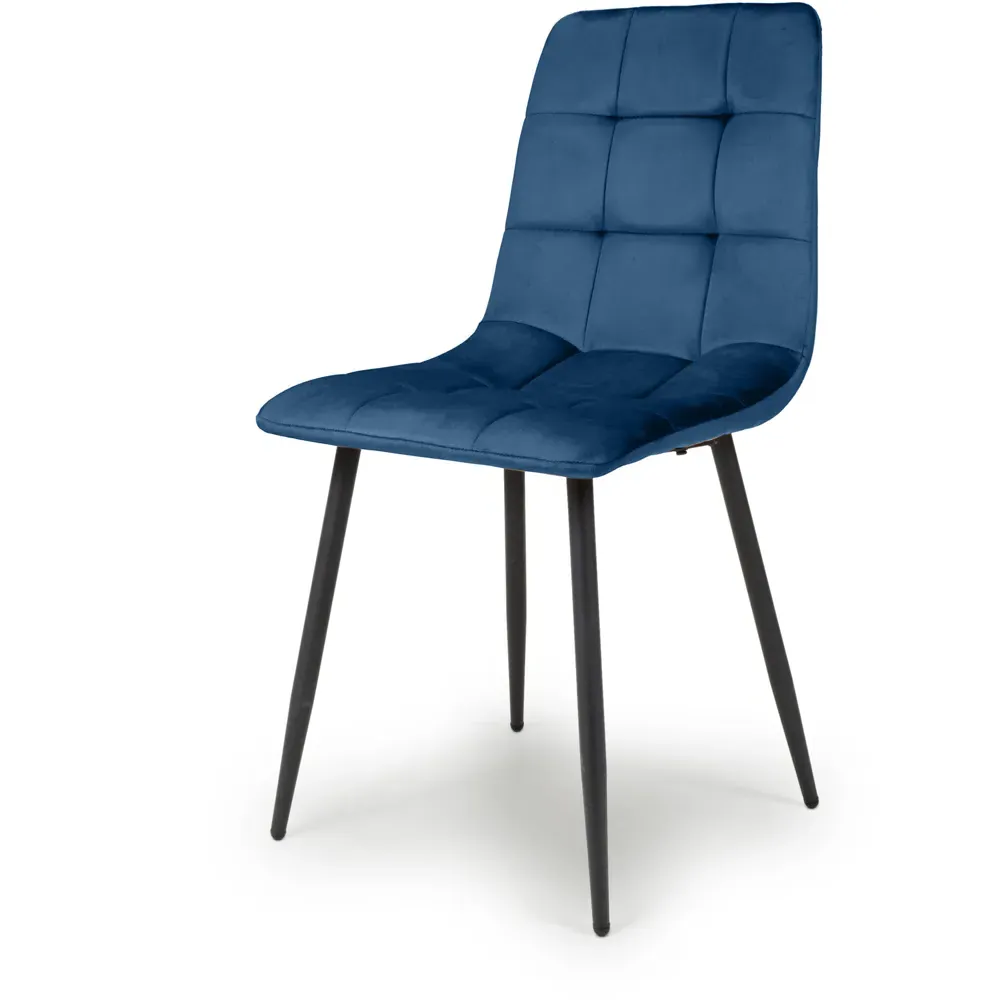 Madison Set of 4 Dining Chairs - Blue, Brushed Velvet