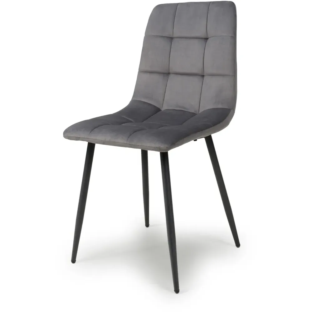 Madison Set of 4 Dining Chairs - Grey, Brushed Velvet