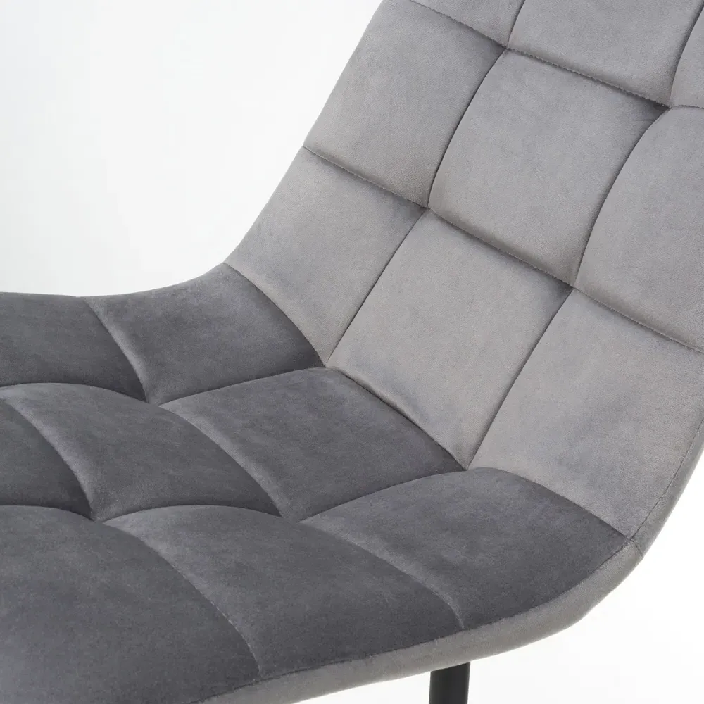 Madison Set of 4 Dining Chairs - Grey, Brushed Velvet