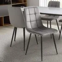 Madison Set of 4 Dining Chairs - Grey, Brushed Velvet