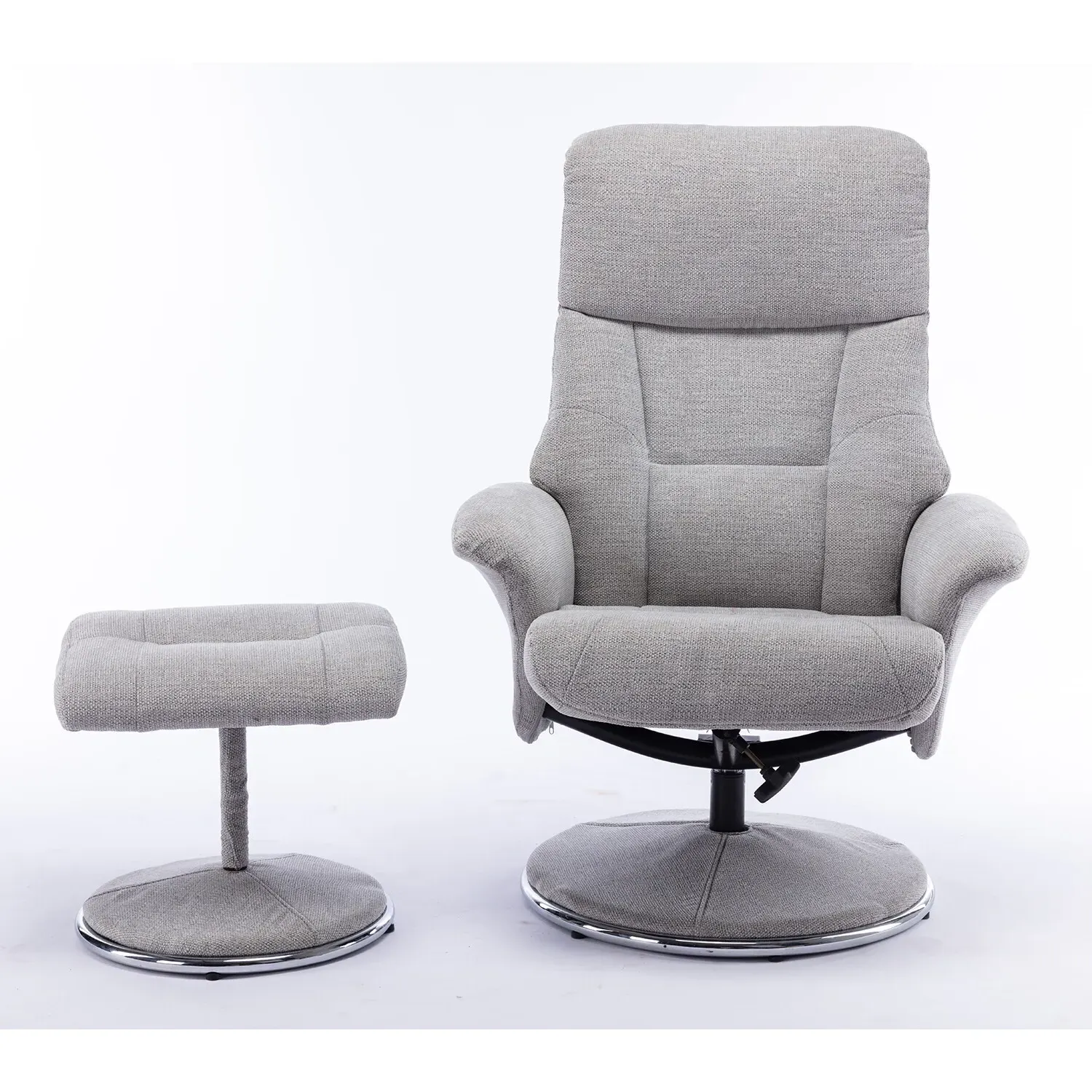 Madrid Swivel TV Chair with Footrest - Grey, Fabric
