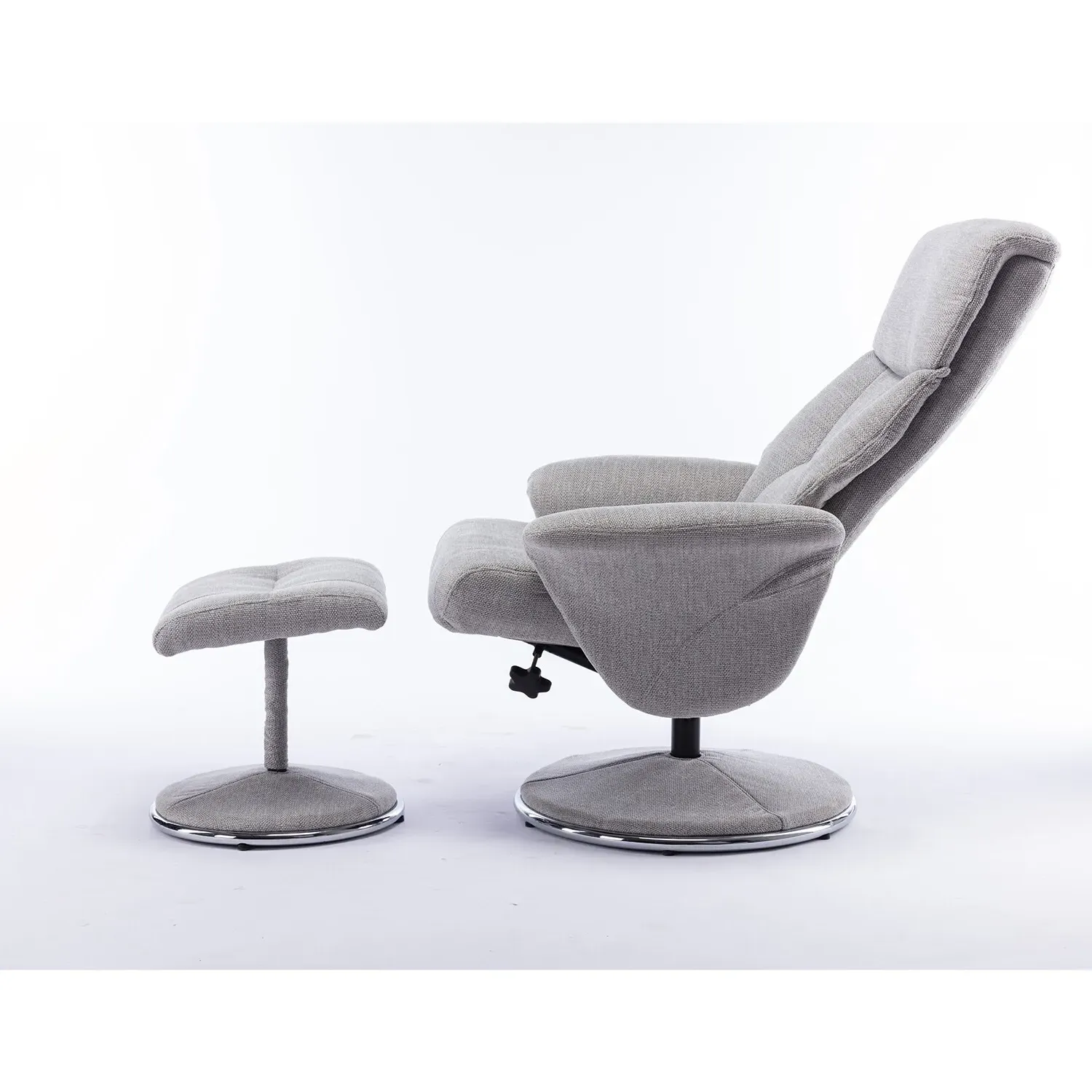 Madrid Swivel TV Chair with Footrest - Grey, Fabric