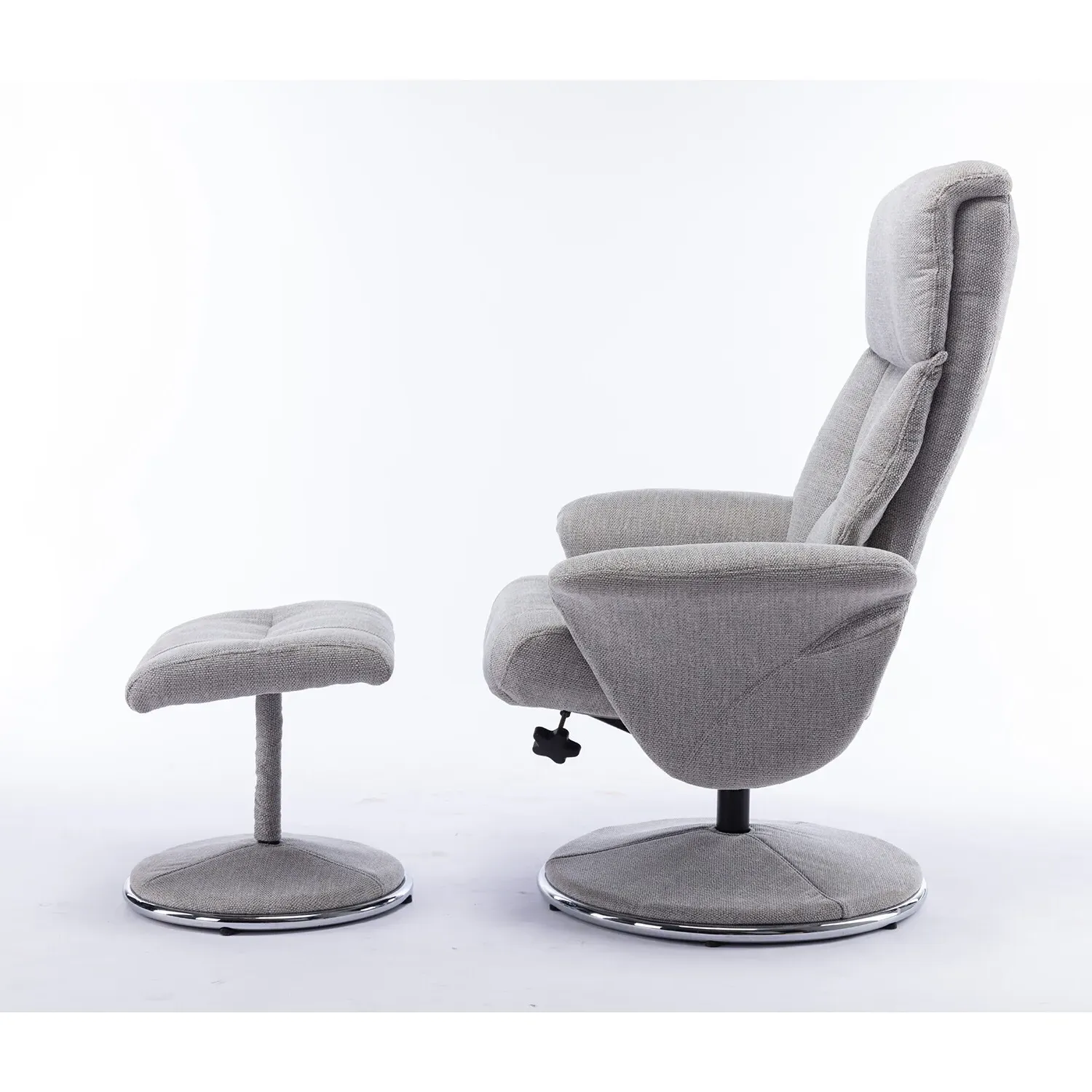 Madrid Swivel TV Chair with Footrest - Grey, Fabric