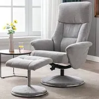 Madrid Swivel TV Chair with Footrest - Grey, Fabric