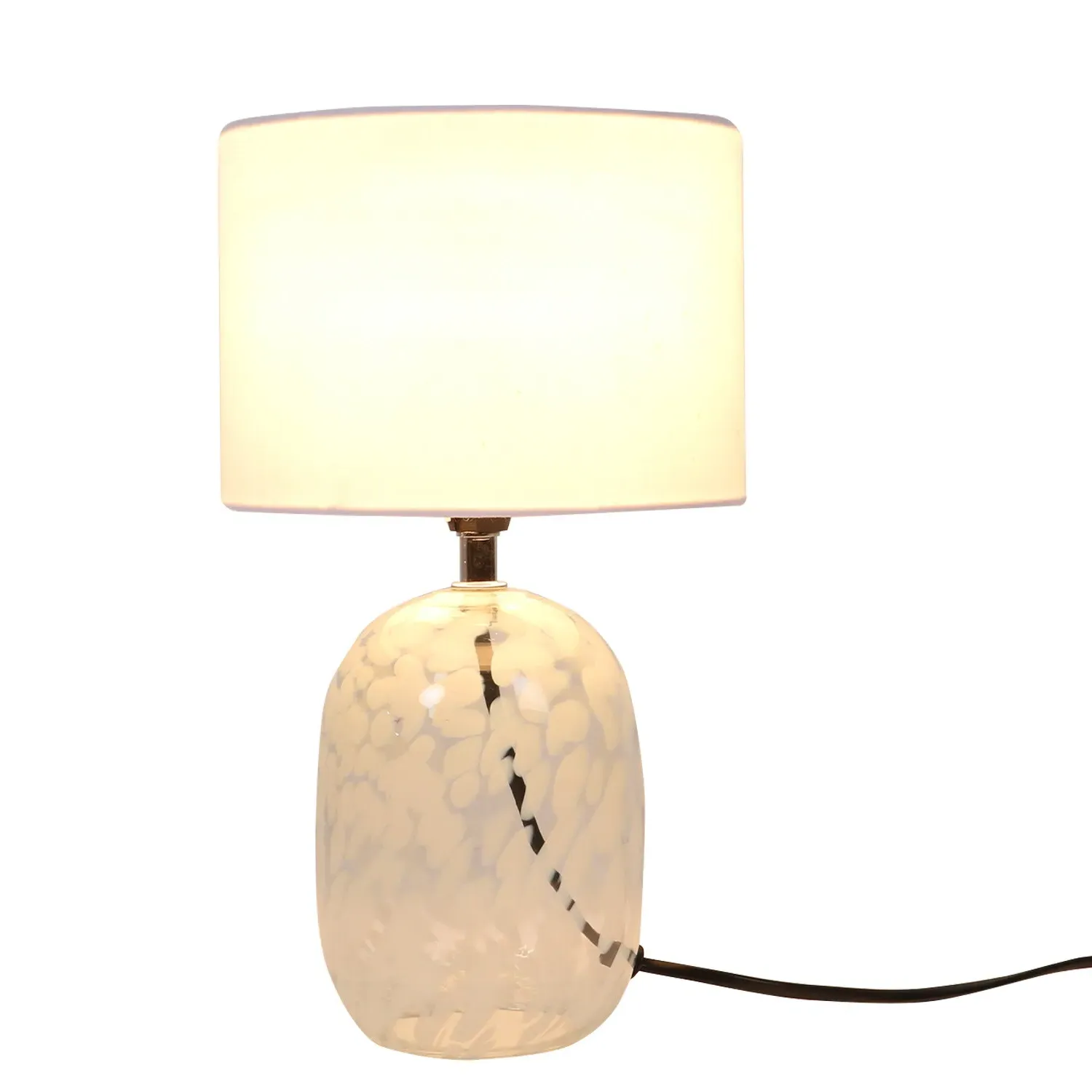 Maeva Clouded Glass Table Lamp - White, Glass