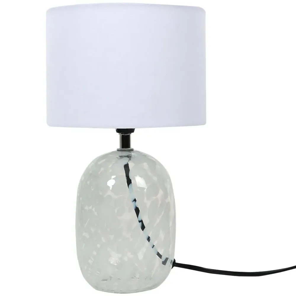 Maeva Clouded Glass Table Lamp - White, Glass