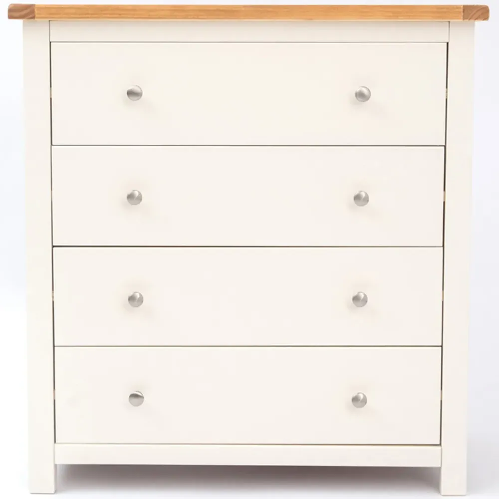 Maggiori 4 Drawer Chest of Drawers with Chrome Knobs - White, Pine