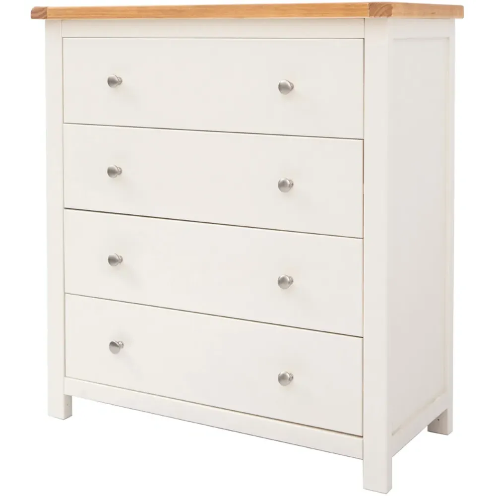 Maggiori 4 Drawer Chest of Drawers with Chrome Knobs - White, Pine