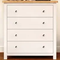 Maggiori 4 Drawer Chest of Drawers with Chrome Knobs - White, Pine