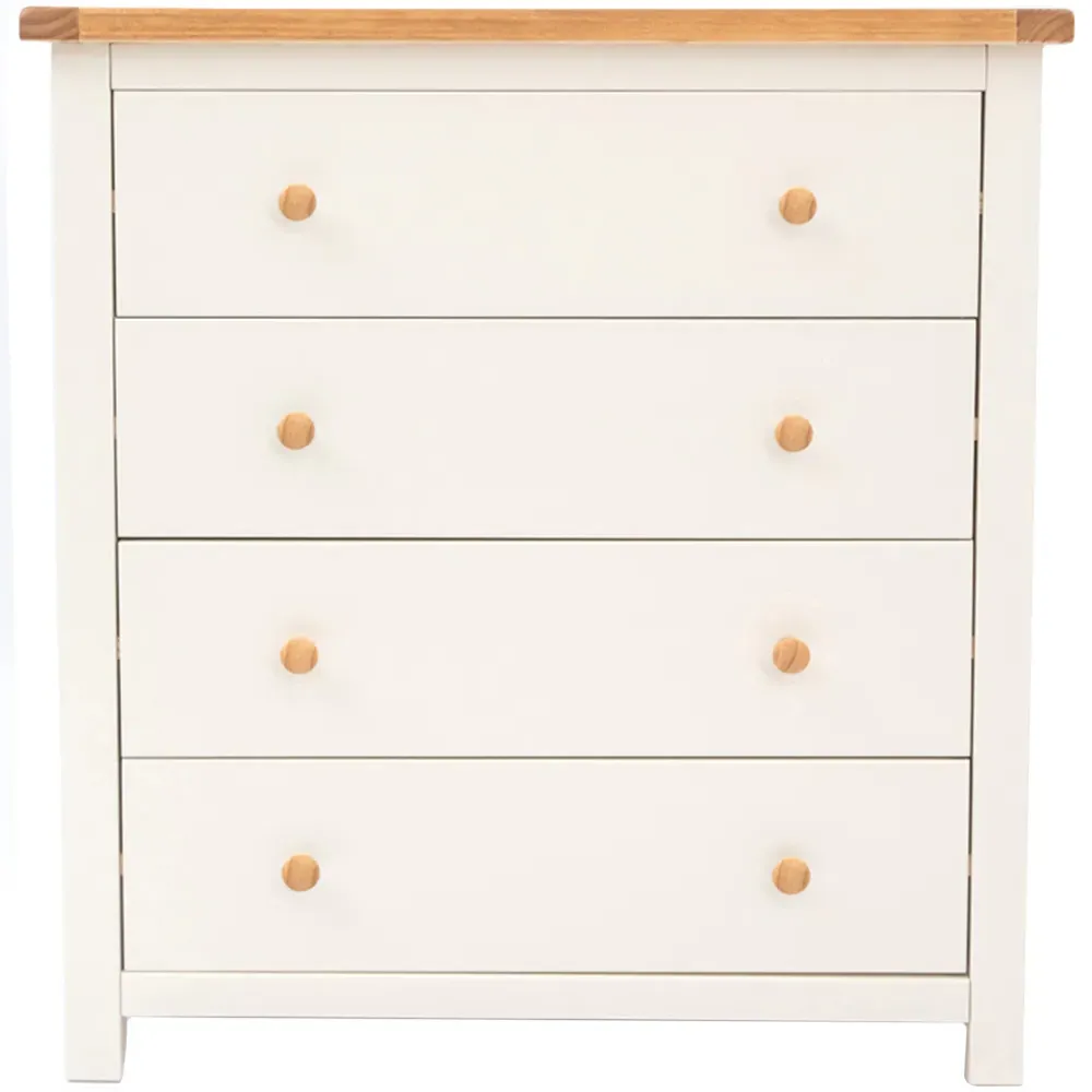 Maggiori 4 Drawer Chest of Drawers with Wood Knobs - White, Pine