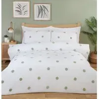 Maia Single Tufted Dot Duvet Cover Set - Sage, Polycotton