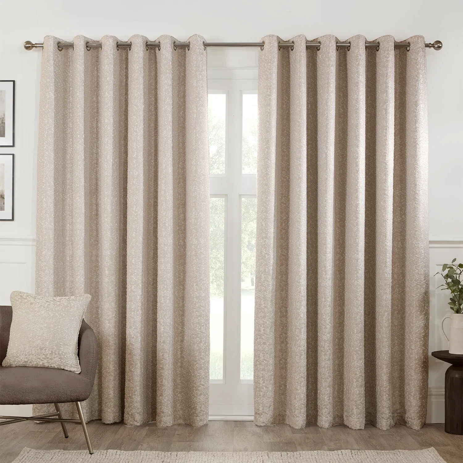 Maison Blackout Curtain with Eyelet Header - Natural image